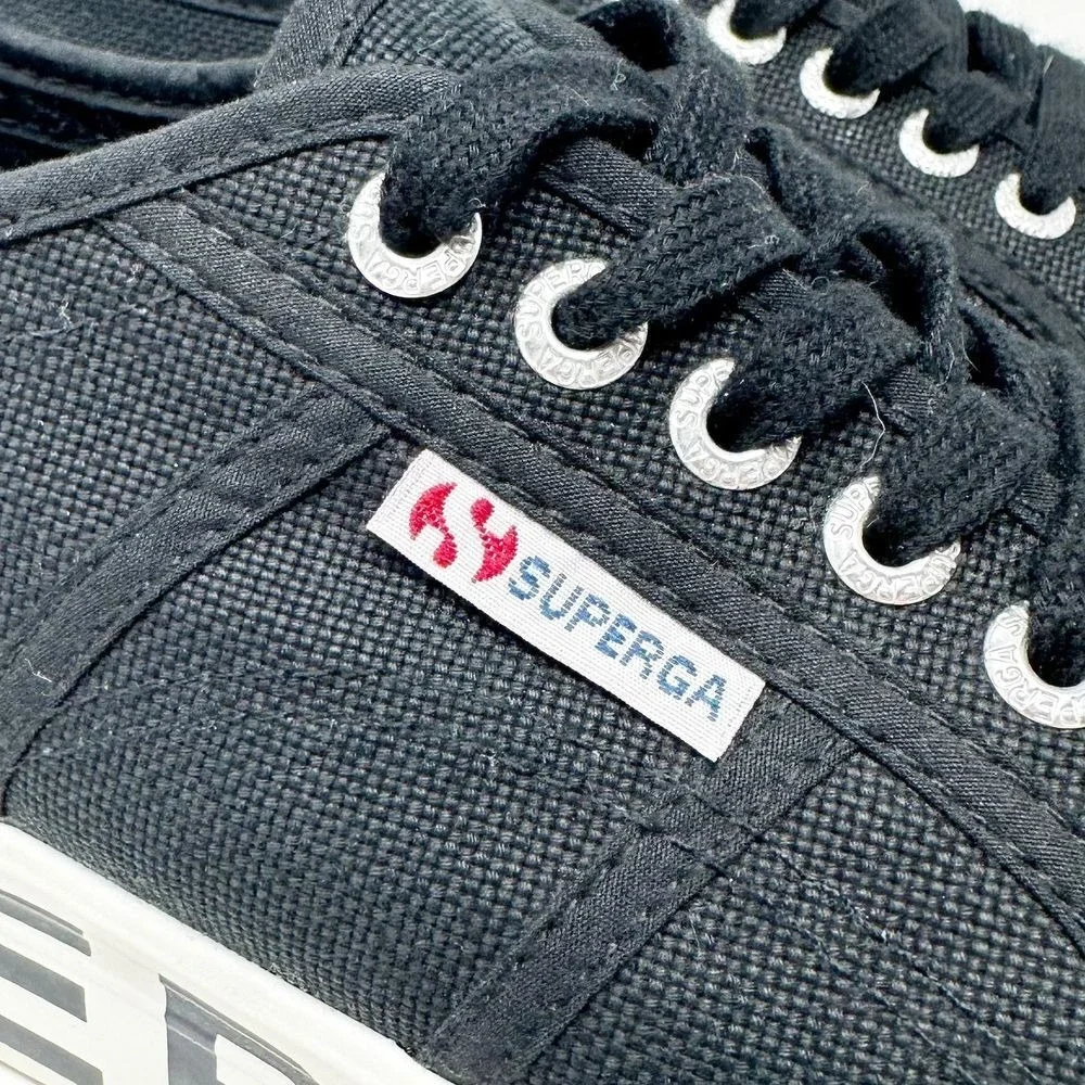 Superga‎ 2790 Women's Black Canvas Outsole Lettering Platform Sneakers 9 (40)